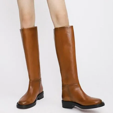 Retro Round-toed Riding Boots