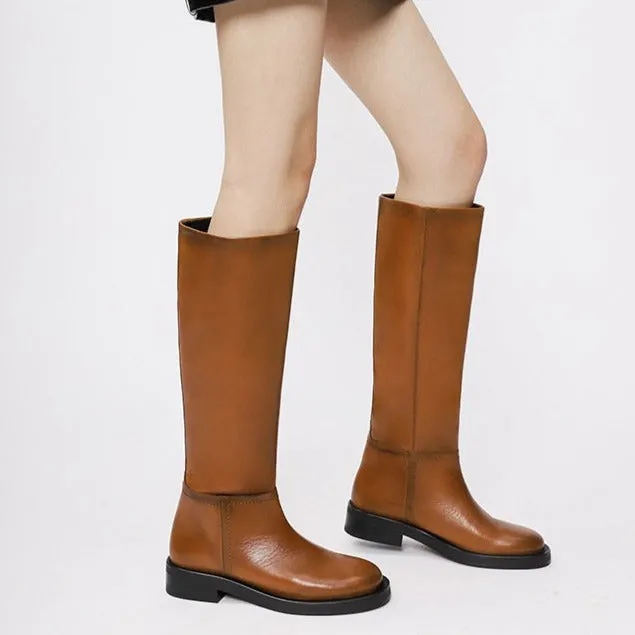 Retro Round-toed Riding Boots