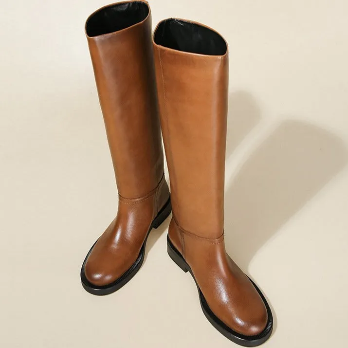 Retro Round-toed Riding Boots