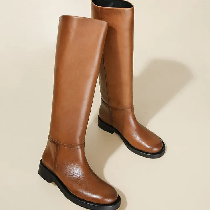 Retro Round-toed Riding Boots