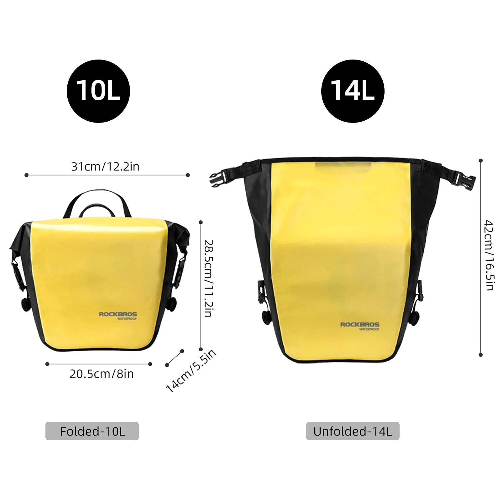 ROCKBROS Front Roller Panniers Bag Sturdy with Handle Shoulder Strap  1 Pair