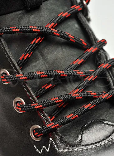 Round Black and Red Bootlaces - 4mm wide