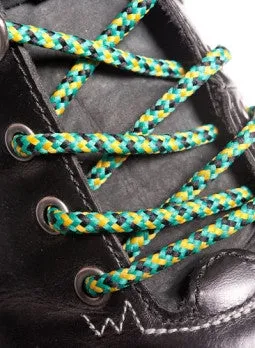 Round Yellow Jade and Black Bootlaces - 4mm wide