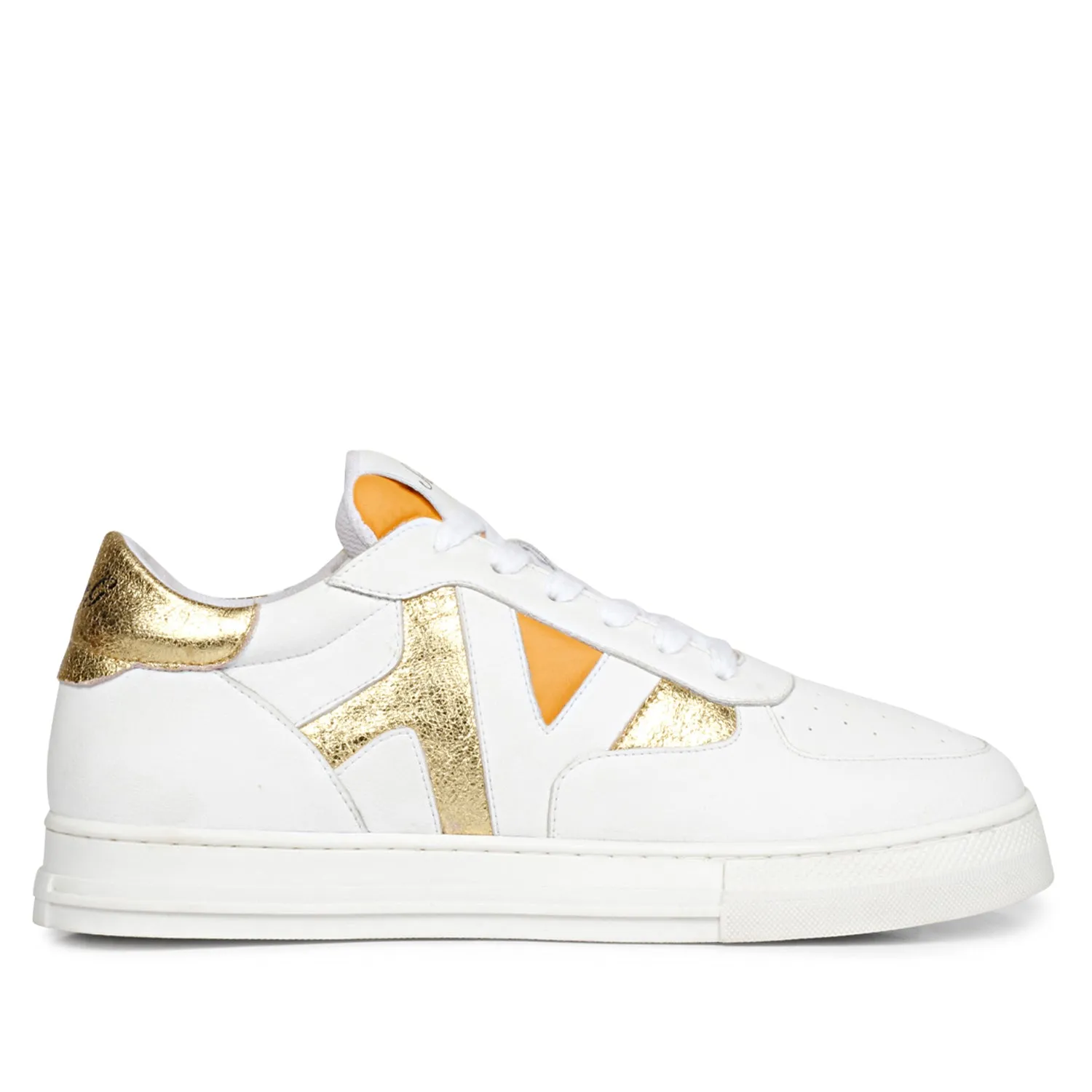 Saint Felix Unisex White & Yellow Leather Sneakers