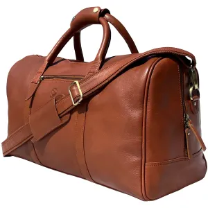 Sasha Travel Leather Duffle Bag (Cognac)