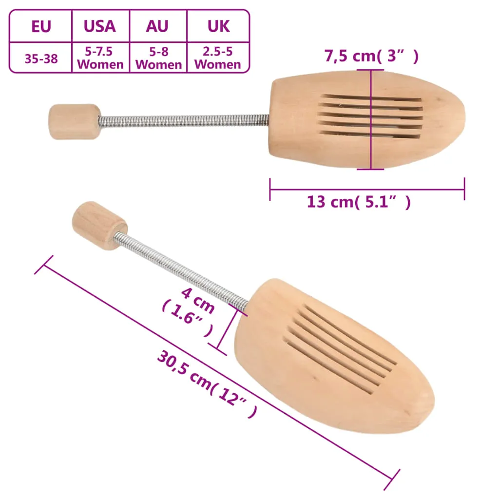 Shoe Trees 2 Pairs EU 35-38 Solid Wood Lotus