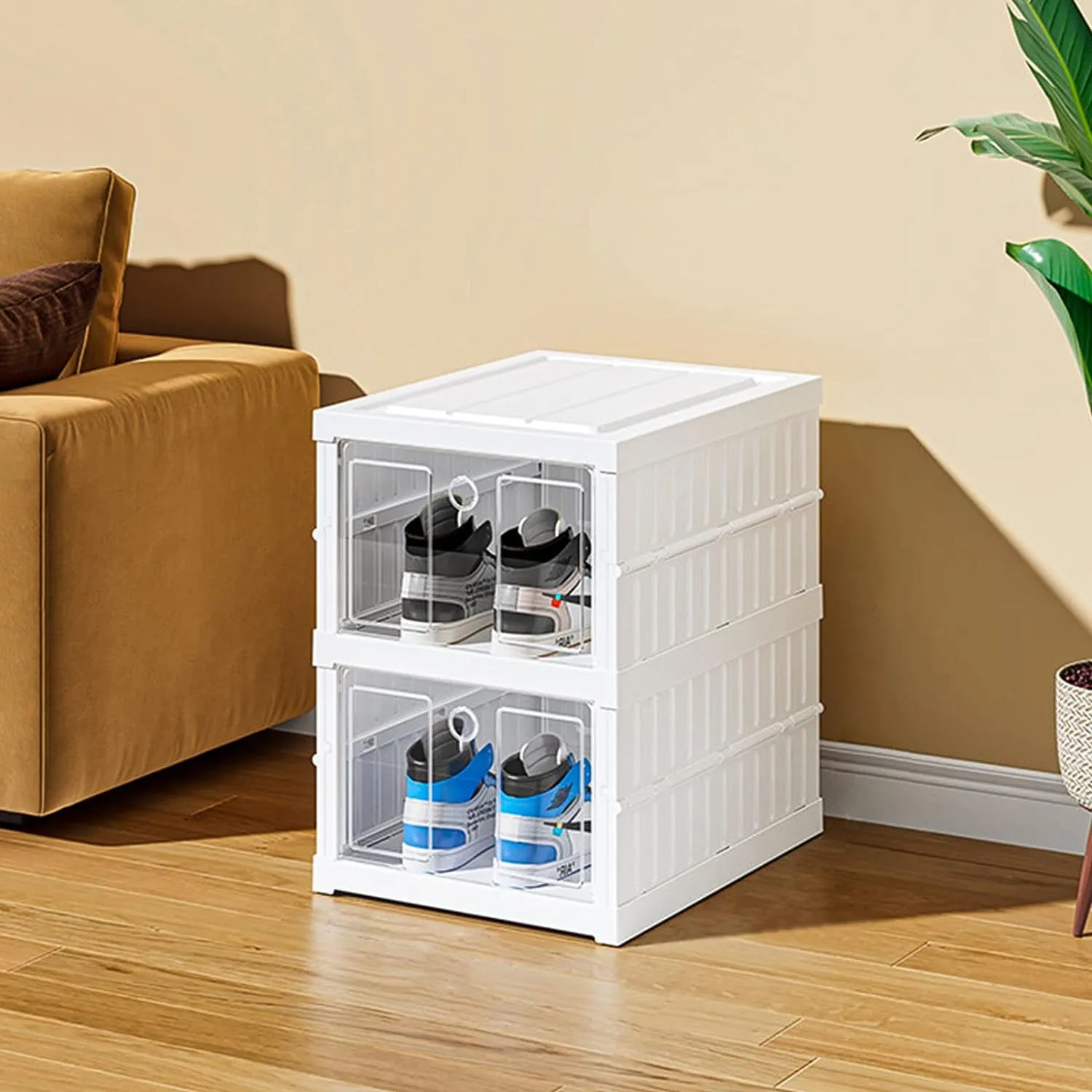 Stackable Foldable Storage Cart - 2-Layer Organizer Basket