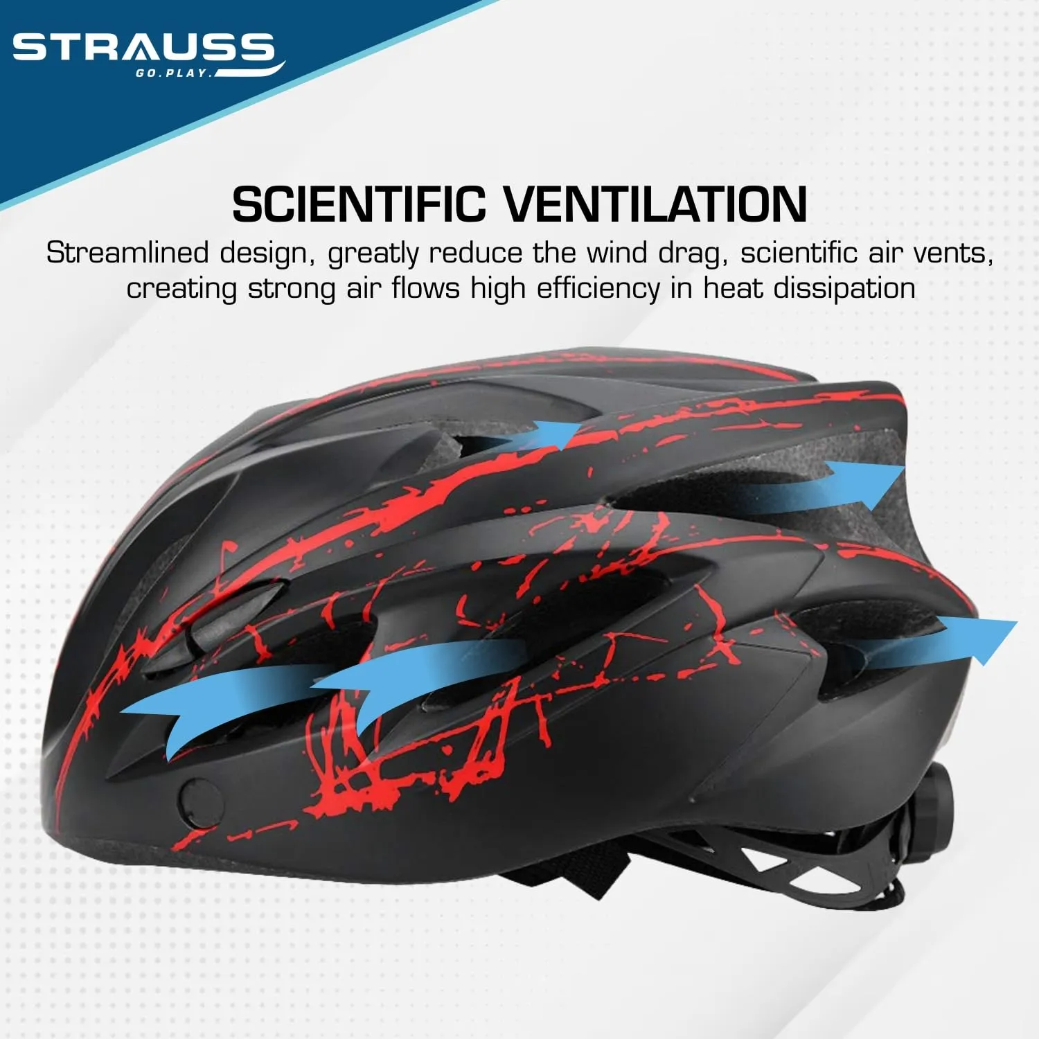 Strauss Cycling Helmet with Magnetic Goggles | Light Weight with Superior Ventilation | Mountain, Road Bike & Skating Helmet | Adjustable Strap | Ideal for Men and Women, (Red/Black)