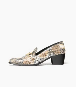 Tassel Bit Vamp Heeled Opera Shoe – Python Leather