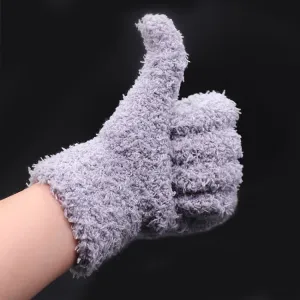 Thickened Hanging Porcelain Pulp Tray Walnut Coral Velvet Gloves, Color: Gray Thickened