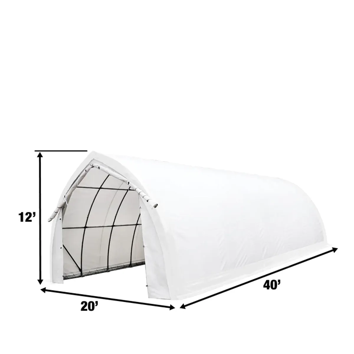 TMG Industrial 20' x 40' Arch Wall Peak Ceiling Storage Shelter with Heavy Duty 17 oz PVC Cover & Drive Through Doors, TMG-ST2041PV(Previously(ST2040PV)