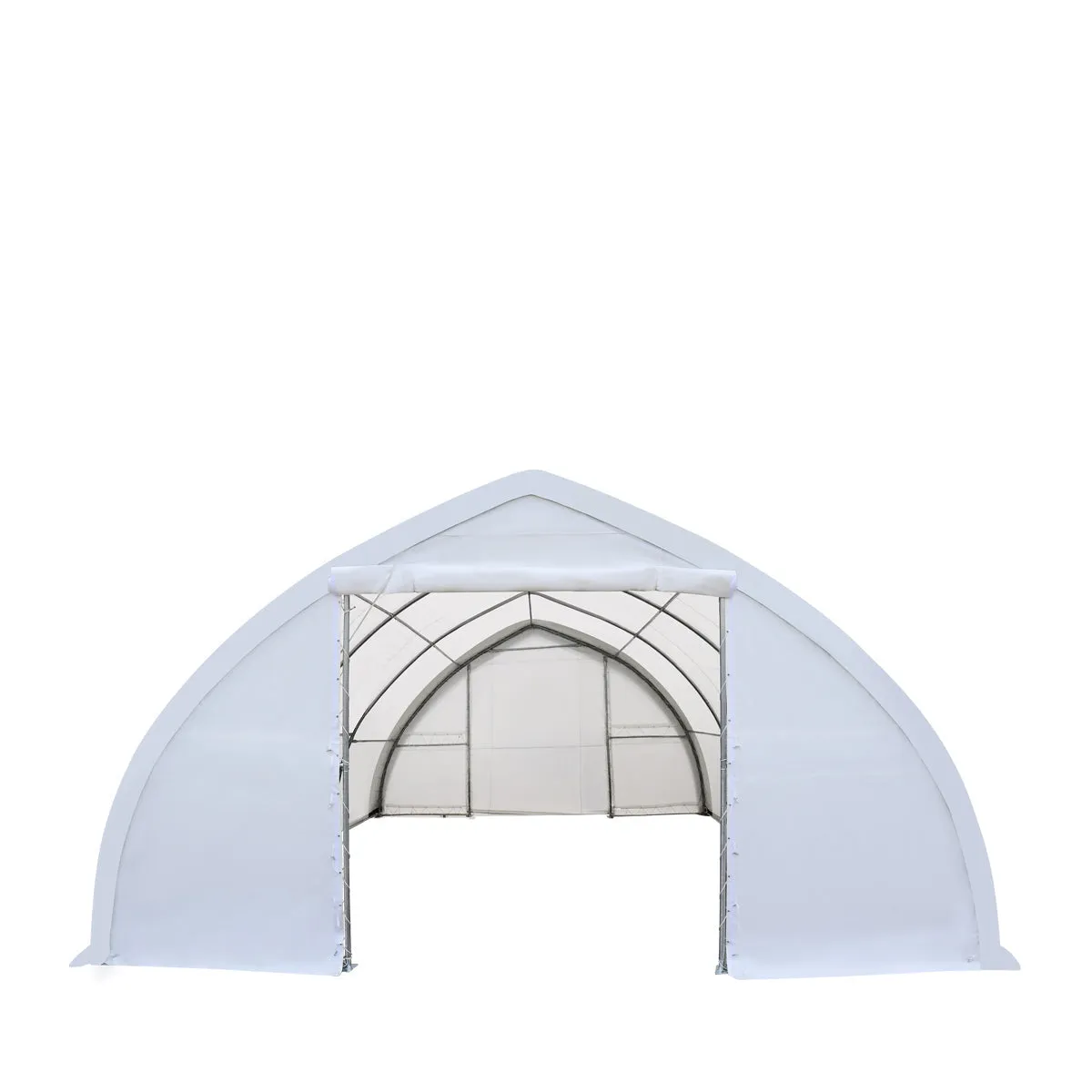 TMG Industrial 30' x 40' Peak Ceiling Storage Shelter with Heavy Duty 17 oz PVC Cover & Drive Through Doors, TMG-ST3040V