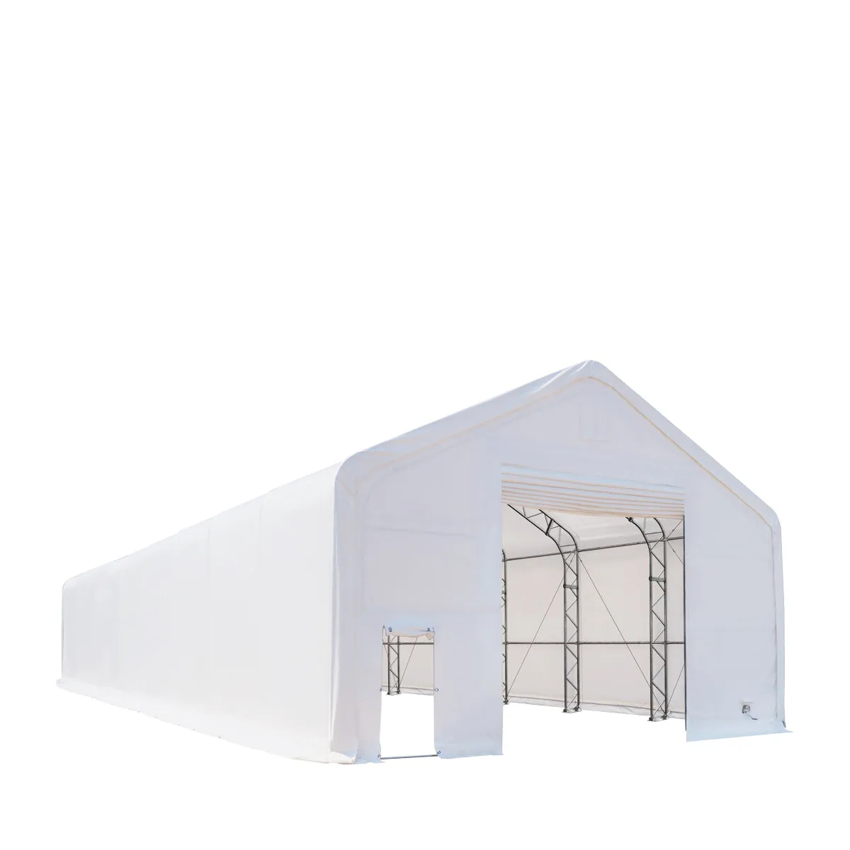 TMG Industrial 30' x 80' Dual Truss Storage Shelter with Heavy Duty 17 oz PVC Cover & Drive Through Doors, TMG-DT3081