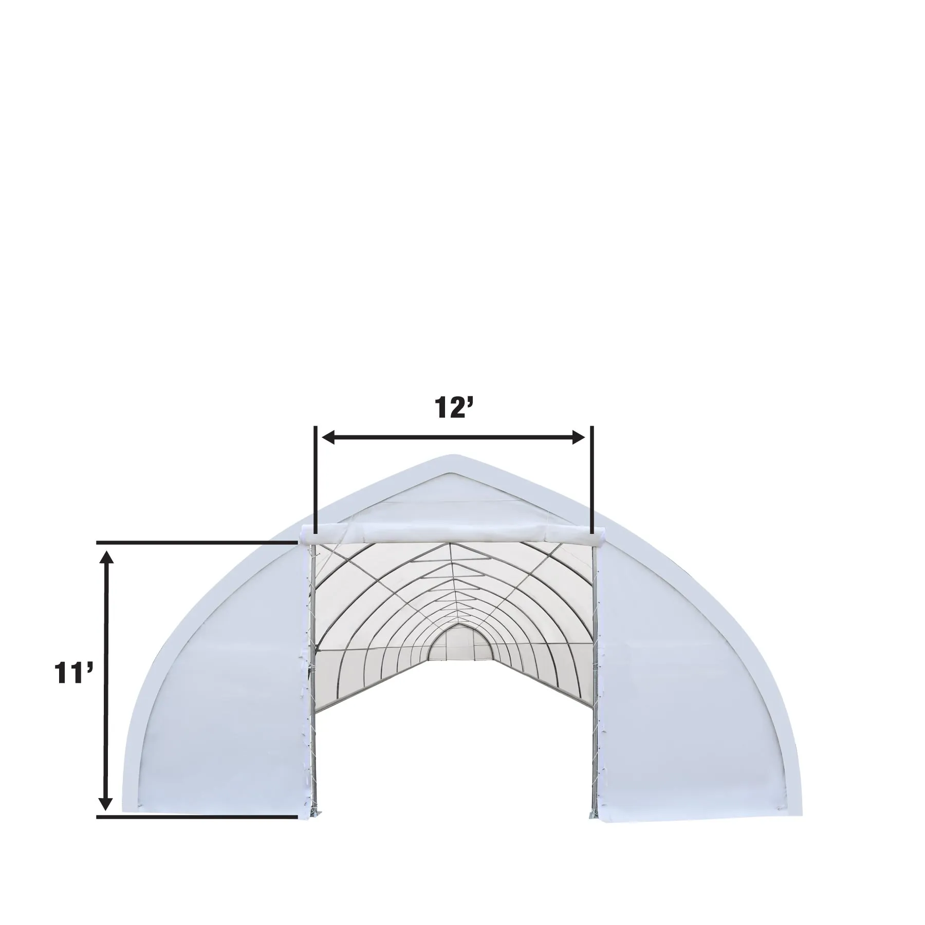 TMG Industrial 30' x 80' Peak Ceiling Storage Shelter with Heavy Duty 17 oz PVC Cover & Drive Through Doors, TMG-ST3080V