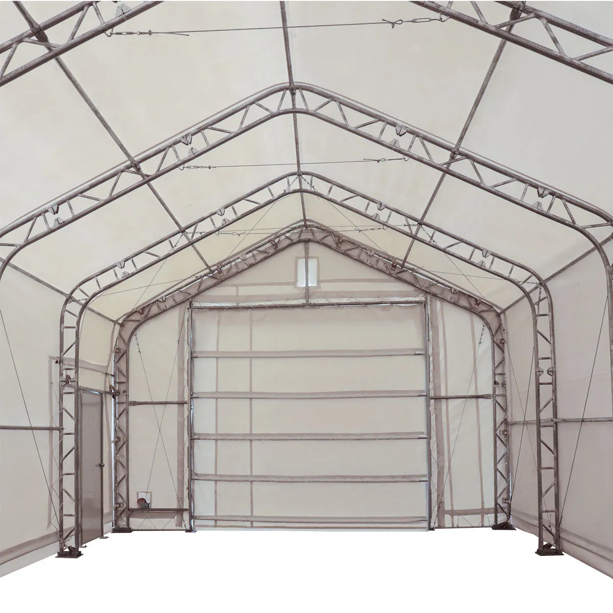 TMG Industrial Pro Series 20' x 63' Dual Truss Storage Shelter with Heavy Duty 17 oz PVC Cover & Drive Through Doors, TMG-DT2064-PRO