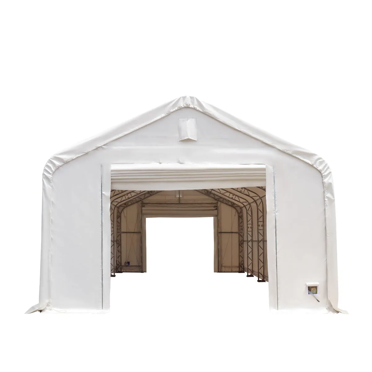 TMG Industrial Pro Series 20' x 63' Dual Truss Storage Shelter with Heavy Duty 17 oz PVC Cover & Drive Through Doors, TMG-DT2064-PRO