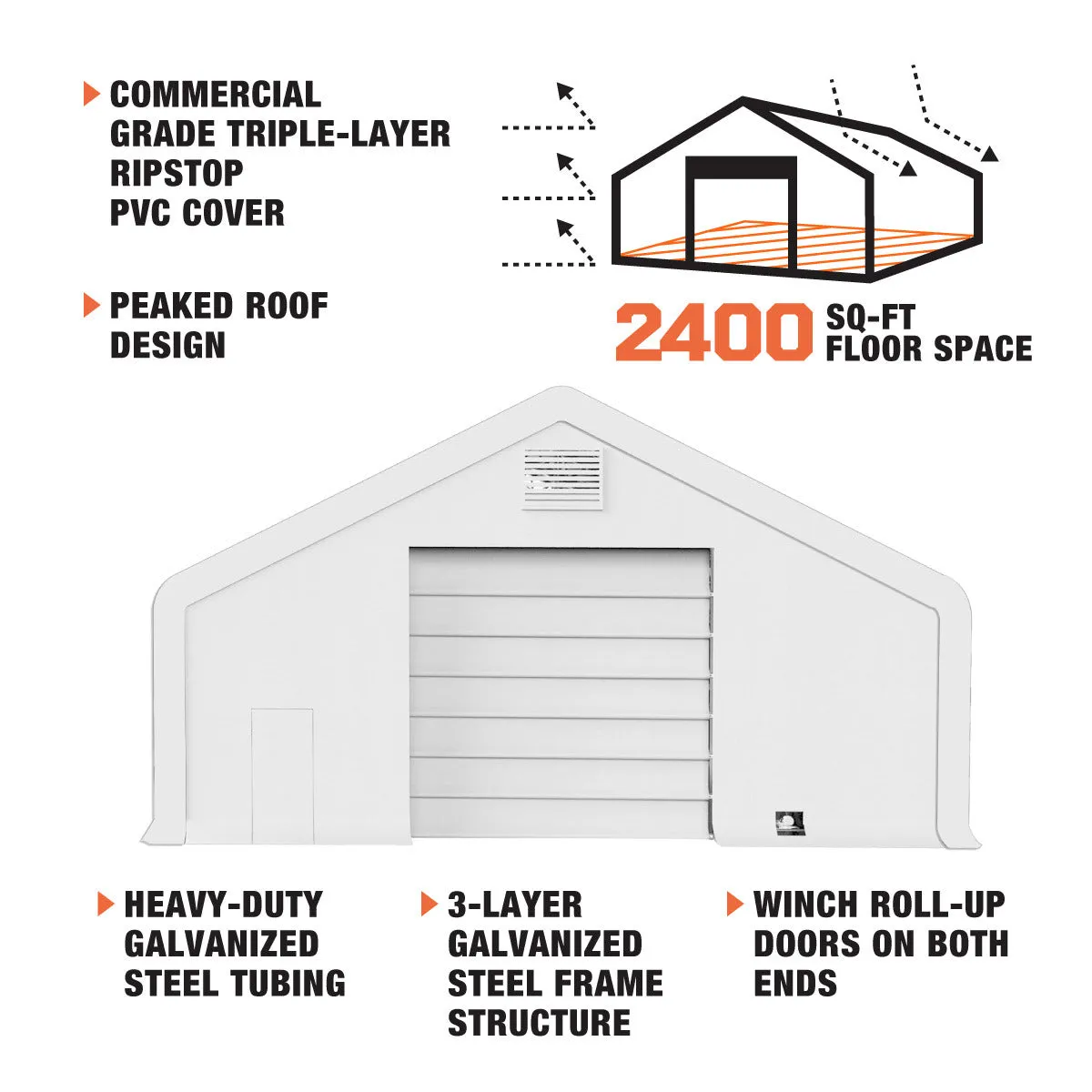 TMG Industrial Pro Series 40' x 60' Dual Truss Storage Shelter with Heavy Duty 21 oz PVC Cover & Drive Through Doors, TMG-DT4063-PRO(Previously TMG-DT4060-PRO)