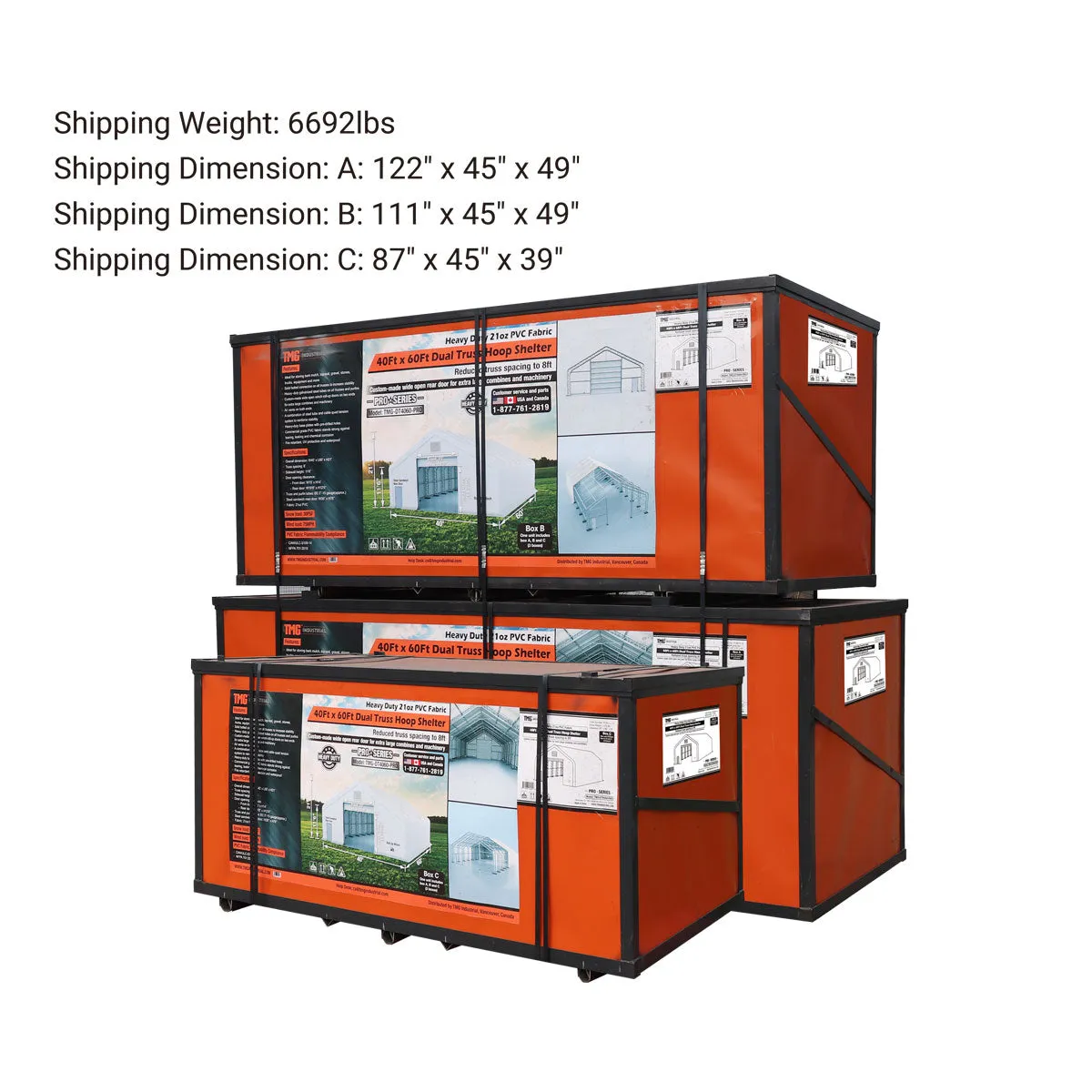 TMG Industrial Pro Series 40' x 60' Dual Truss Storage Shelter with Heavy Duty 21 oz PVC Cover & Drive Through Doors, TMG-DT4063-PRO(Previously TMG-DT4060-PRO)