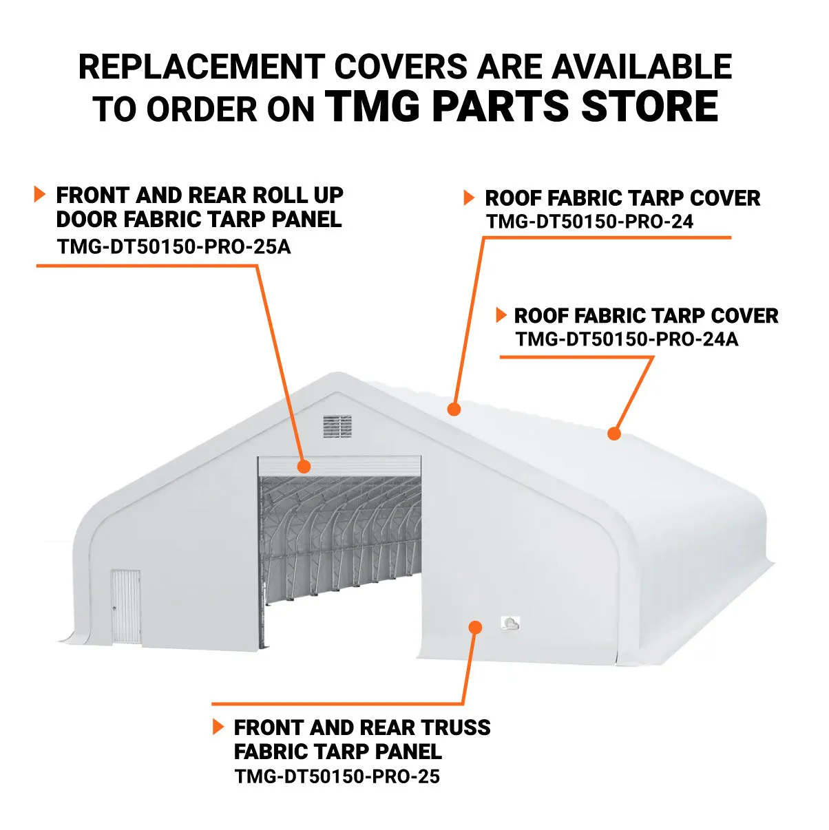 TMG Industrial Pro Series 50' x 150' Dual Truss Storage Shelter with Heavy Duty 32 oz PVC Cover & Drive Through Doors, TMG-DT50150-PRO