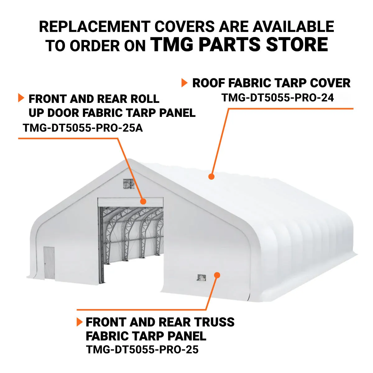 TMG Industrial Pro Series 50' x 55' Dual Truss Storage Shelter with Heavy Duty 32 oz PVC Cover & Drive Through Doors, TMG-DT5055-PRO