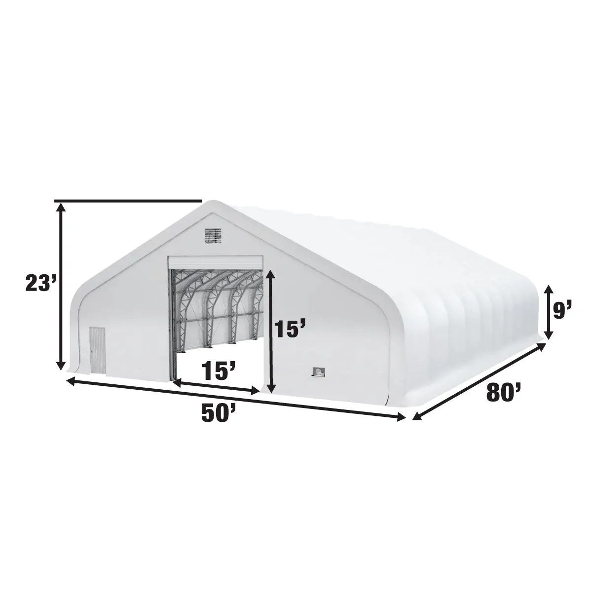 TMG Industrial Pro Series 50' x 80' Dual Truss Storage Shelter with Heavy Duty 32 oz PVC Cover & Drive Through Doors, TMG-DT5080-PRO