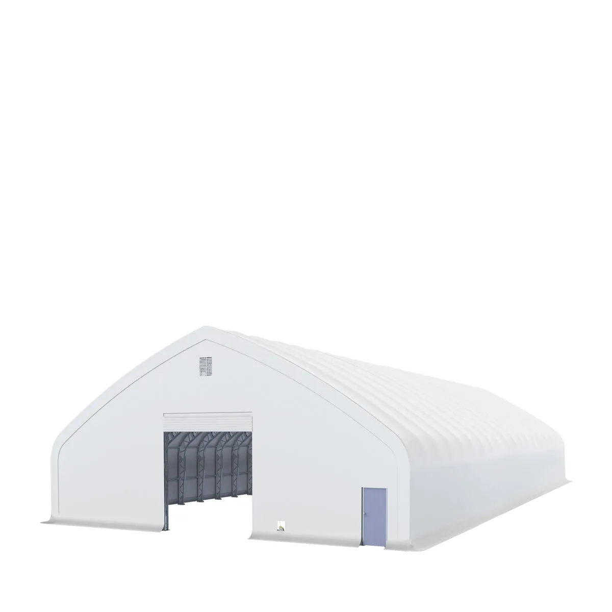 TMG Industrial Pro Series 70' x 120' Dual Truss Storage Shelter with Heavy Duty 32 oz PVC Cover & Drive Through Doors, TMG-DT70120-PRO