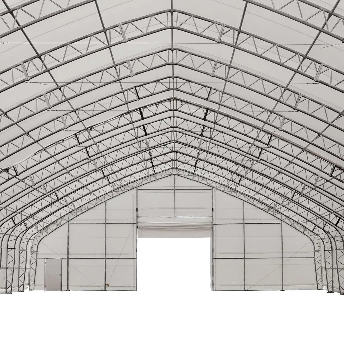 TMG Industrial Pro Series 70' x 80' Dual Truss Storage Shelter with Heavy Duty 32 oz PVC Cover & Drive Through Doors, TMG-DT7080-PRO