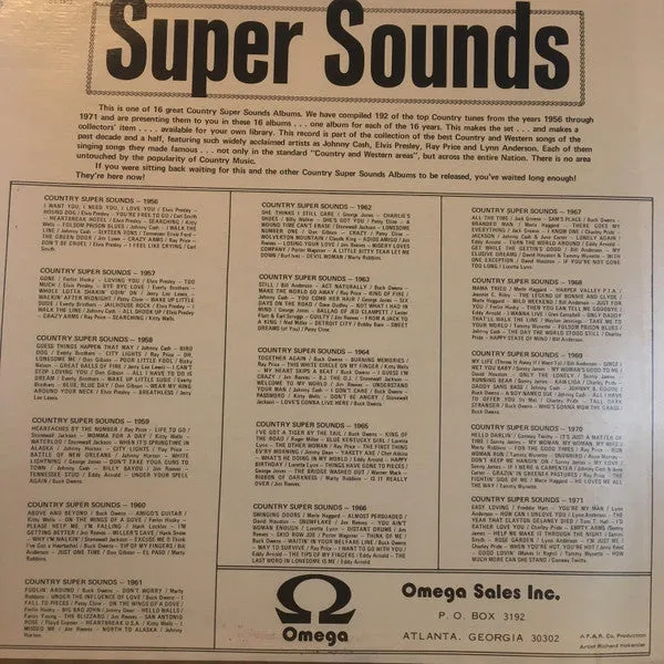 Various - Country Super Sounds 1962 (LP) (M)