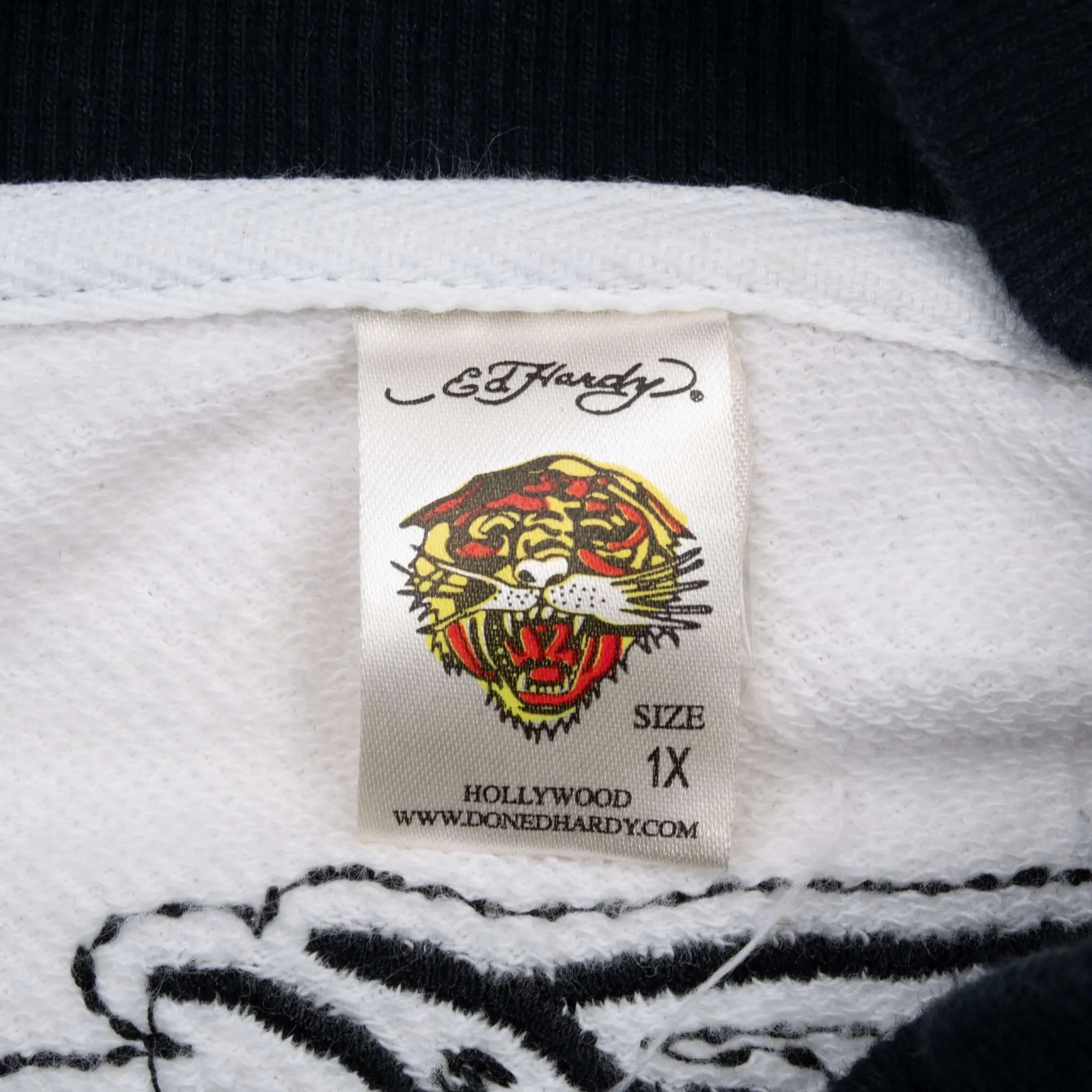 VINTAGE ED HARDY KOI FISH ZIP UP SWEATSHIRT JACKET WHITE 2000S XL