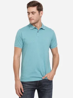 Vivid Blue Solid Slim Fit Polo T-Shirt | Greenfibre