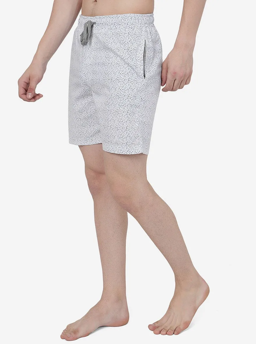 White Printed Slim Fit Shorts | JadeBlue