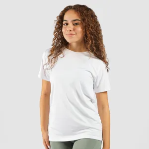 WOMEN-ESSENTIAL-RELAXED-FIT OPEN BACK T-SHIRT (WHITE)