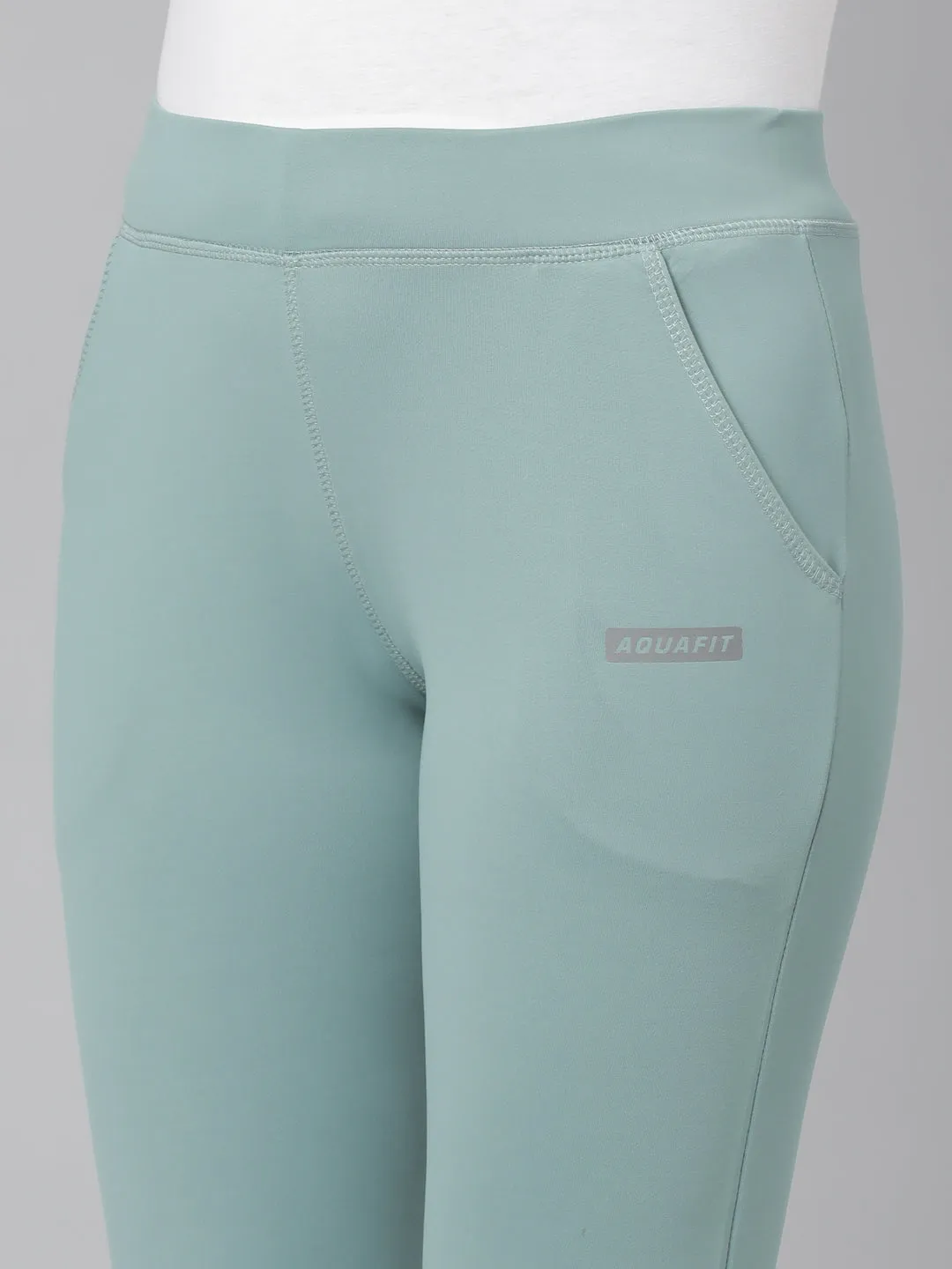 Women Sea Green Solid Trackapant