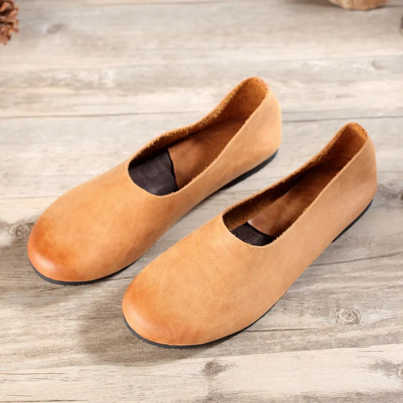 Womens Handmade Soft Shoes Flat Shoes Retro Leather Shoes