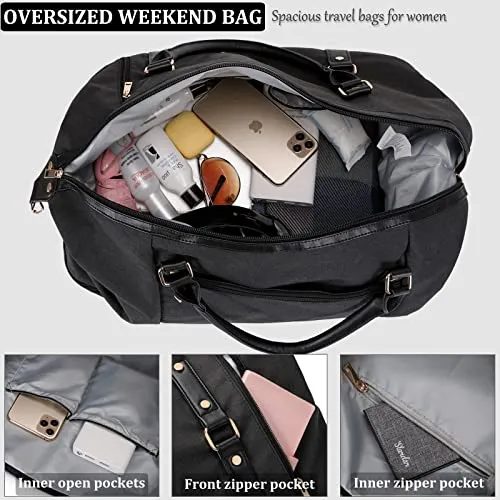 Women's overnight carry on duffel bag for travel, leisure and business