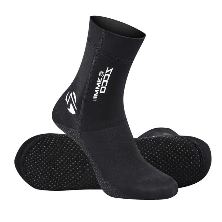 ZCCO 3mm Warm Non-Slip Diving Socks Anti-Wear Ankle Fins, Size:41-42(Black)